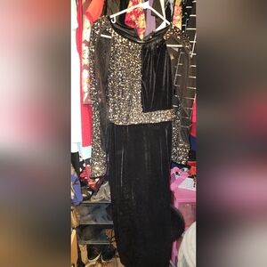 Black Sequin Velvet Dress